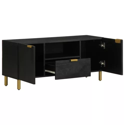  fekete szerelt fa TV-szekrény 105 x 33 x 46 cm