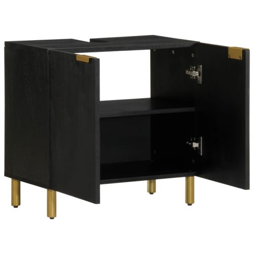  fekete szerelt fa fürdőszobai mosdószekrény 62 x 33 x 58 cm