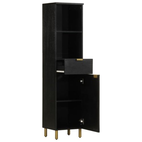  fekete tömör mangófa fürdőszobaszekrény 38 x 33 x 160 cm