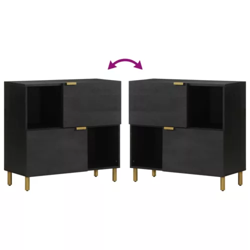  fekete szerelt fa tálalószekrény 80 x 33 x 75 cm