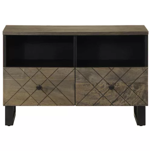  fekete tömör mangófa TV-szekrény 70 x 33 x 46 cm