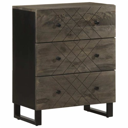  Sideboard Fekete 60x33x75 cm tömörfa Mango