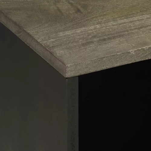  fekete tömör mangófa TV-szekrény 80 x 33 x 46 cm