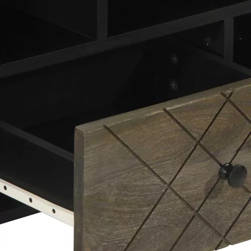  fekete tömör mangófa TV-szekrény 100 x 33 x 46 cm