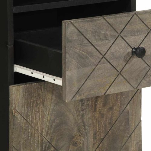  fekete tömör mangófa fürdőszobaszekrény 38 x 33 x 160 cm