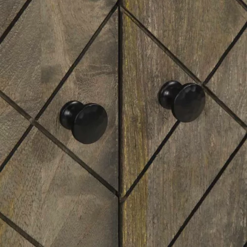  Sideboard Fekete 60x33x75 cm tömörfa Mango