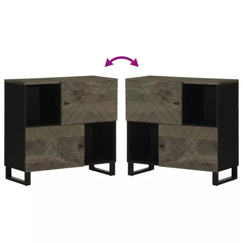  komód fekete 80x33x75 cm tömör fa mangó