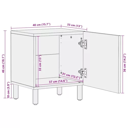  tömör akácfa éjjeliszekrény 40 x 33 x 46 cm