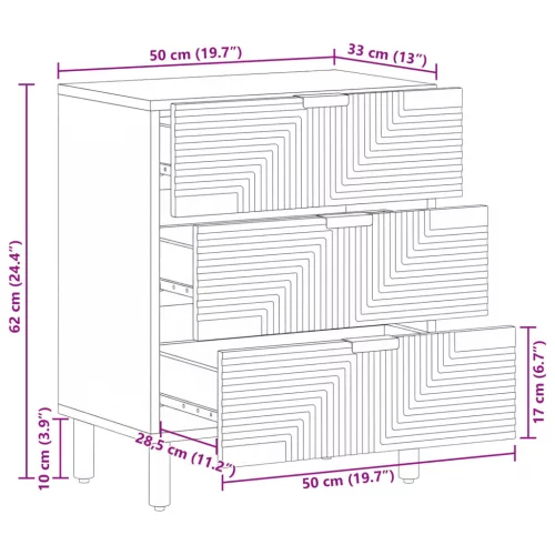  Éjjeliszekrény fiókkal Barna 50 x 33 x 62 cm Tömör akácfa