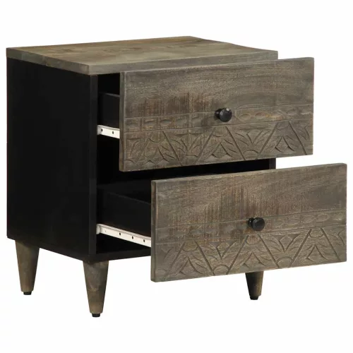  világosszürke tömör mangófa éjjeliszekrény 40 x 33 x 46 cm