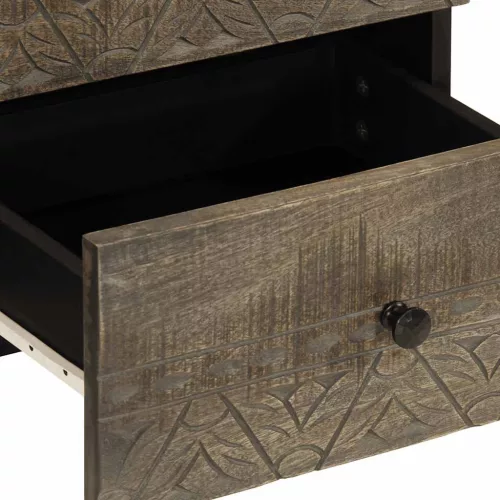  világosszürke tömör mangófa éjjeliszekrény 40 x 33 x 46 cm