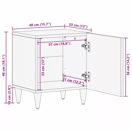  Éjjeli asztal Fekete és Arany 40 x 33.5 x 46 cm