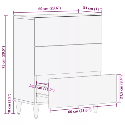  Széf Fekete és Arany 60 x 33 x 75 cm tömör mangófa