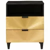 Éjjeli asztal Fekete és Arany 50 x 33 x 60 cm tömör mangófa