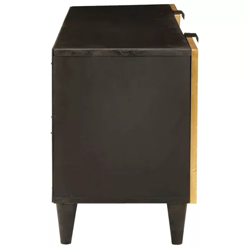  TV szekrény Fekete és Arany 105 x 33 x 46 cm tömör mangófa