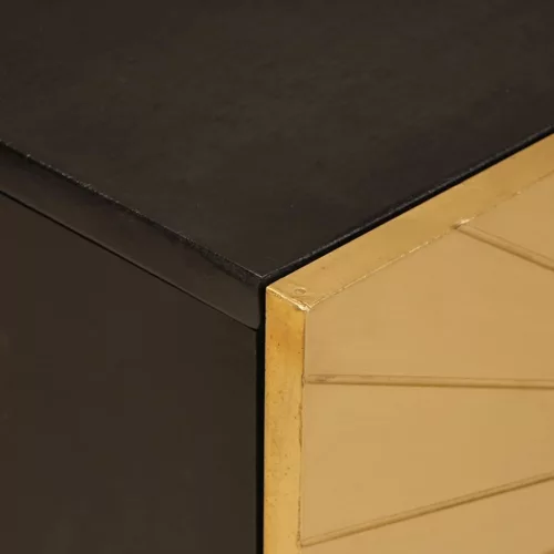  TV szekrény Fekete és Arany 105 x 33 x 46 cm tömör mangófa