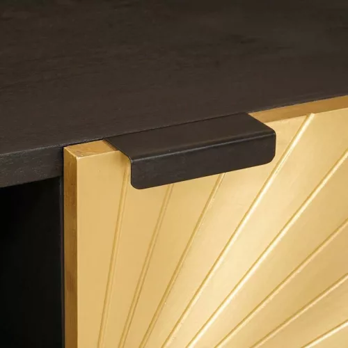  TV szekrény Fekete és Arany 80 x 33 x 46 cm tömör mangófa