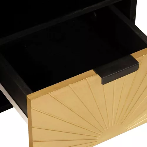  TV szekrény Fekete és Arany 100 x 33 x 46 cm tömör mangófa