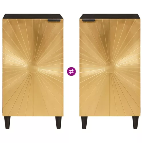  Oldalsó szekrény tárolóval Fekete és Arany 80 x 33.5 x 75 cm