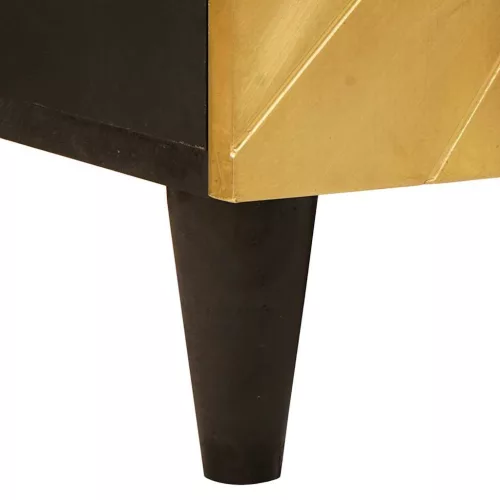  Oldalsó szekrény polcokkal Fekete és Arany 90 x 33,5 x 75 cm