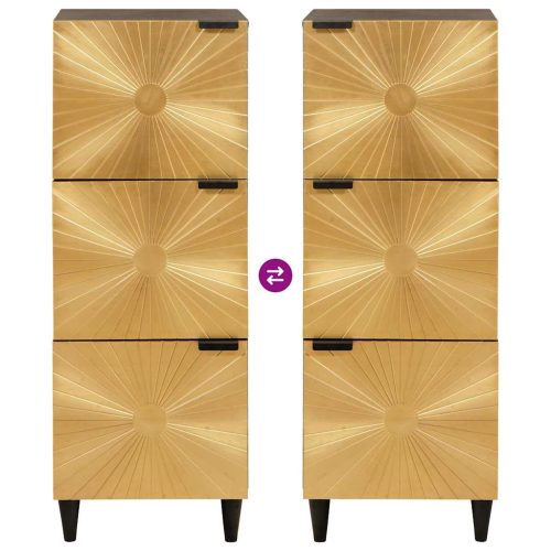  Oldalsó szekrény tárolóval Fekete és arany 40 x 33.5 x 110 cm