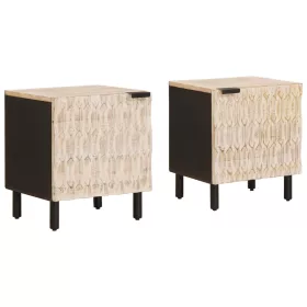    Éjjeliszekrény 2 pcs Fehér 40 x 33,5 x 46 cm Tömör Mangófát