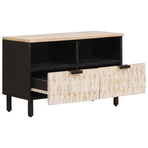  TV szekrény fiókkal Fehér mosott felület 70 x 33,5 x 46 cm