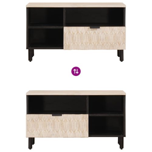  TV szekrény fiókkal Fehér mosott felület 80 x 33,5 x 46 cm