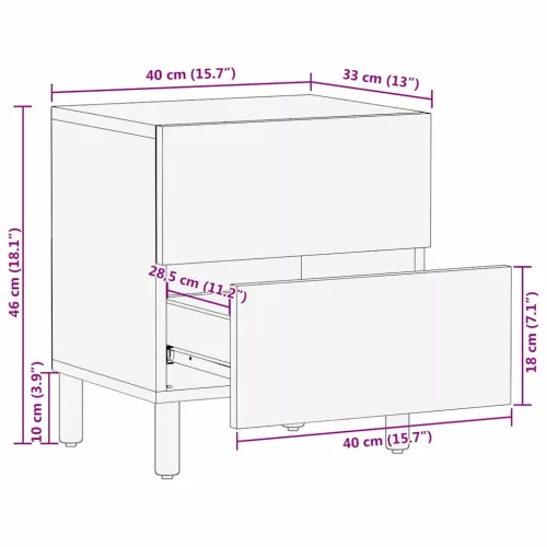  Éjjeliszekrény fiókkal Barna 40 x 33,5 x 46 cm Tömör Mangófát