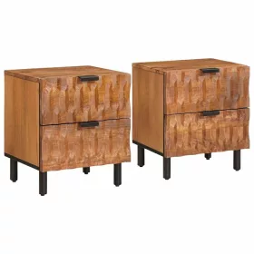    Éjjeliszekrény 2 pcs Barna 40 x 33,5 x 46 cm Tömör Mangófát