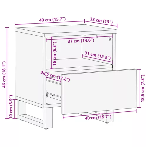  Éjjeli Szekrény - 40 x 33 x 46 cm, Szilárd Mangófa