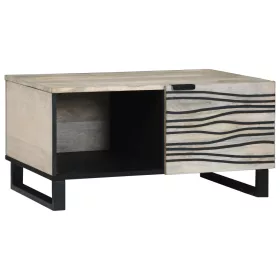    Dohányzóasztal Fehér, Fekete 80 x 50 x 40 cm Szilárd mangófa