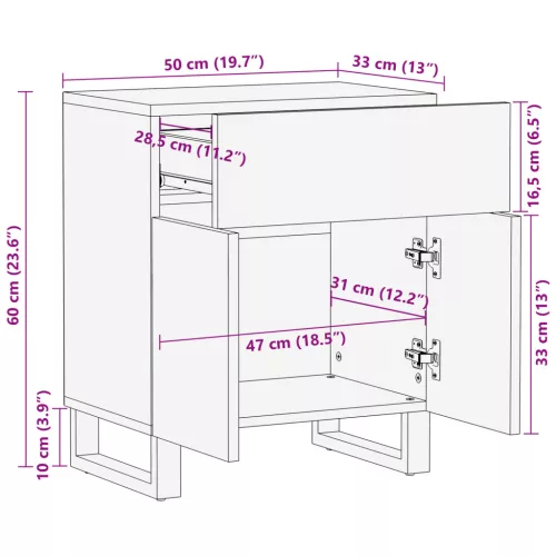  Éjjeliszekrények Fehér és fekete 50 x 33 x 60 cm Fa és MDF