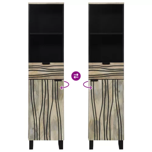  Fürdőszoba Székény fiókkal polcokkal tárolóval ajtóval Barna, Fekete 38 x 33.5 x 160 cm