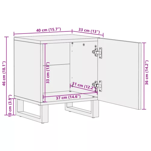  Éjjeli szekrény 40 x 33.5 x 46 cm - Tömör mangófából