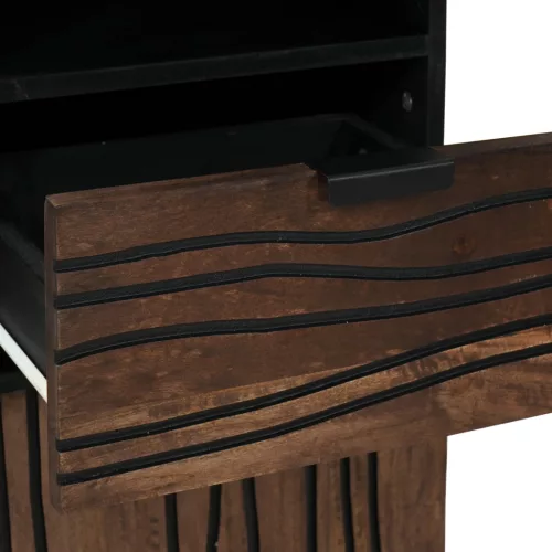  Fürdőszobai bútor szettek fiókkal polcokkal Csíkos tárolóval ajtóval Barna 38 x 33 x 160 cm