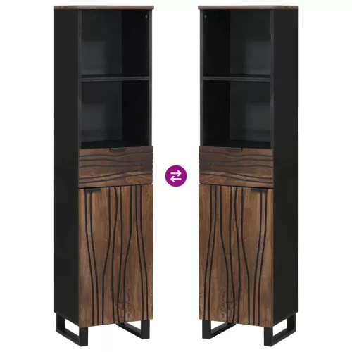  Fürdőszobai bútor szettek fiókkal polcokkal Csíkos tárolóval ajtóval Barna 38 x 33 x 160 cm