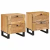  Éjjeliszekrény fiókkal 2 pcs Természetes 40 x 33,5 x 46 cm