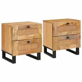    Éjjeliszekrény fiókkal 2 pcs Természetes 40 x 33,5 x 46 cm