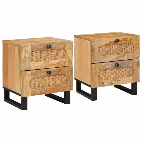  Éjjeliszekrény fiókkal 2 pcs Természetes 40 x 33,5 x 46 cm