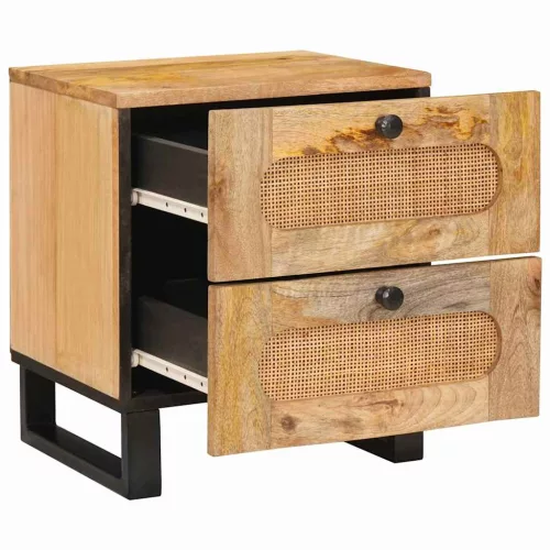  Éjjeliszekrény fiókkal 2 pcs Természetes 40 x 33,5 x 46 cm
