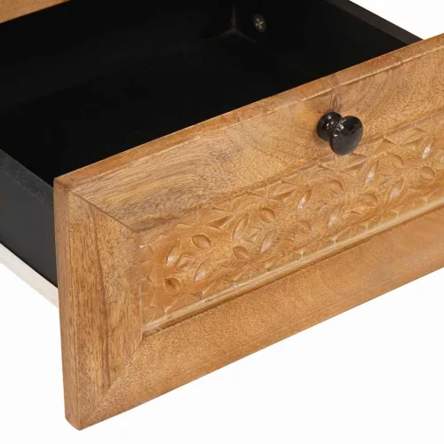  Éjjeli asztal 2 pcs Világosbarna 40 x 33 x 46 cm tömör mangófa