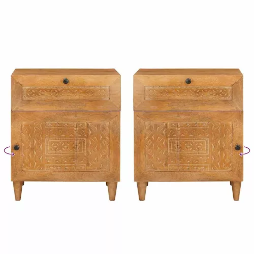  Éjjeli asztal Világosbarna 50 x 33 x 60 cm tömör mangófa