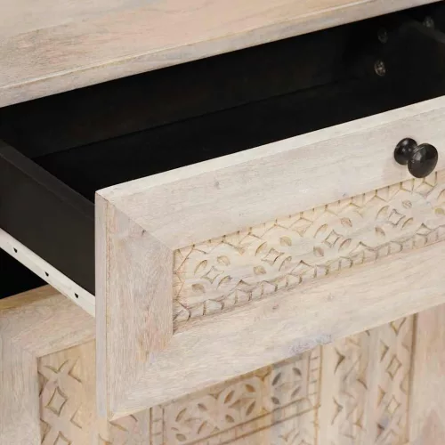  Éjjeli asztal fiókkal Bézs 50 x 33 x 60 cm tömör mangófa