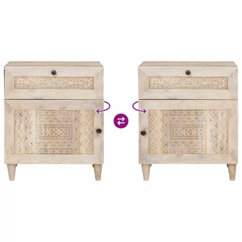  Éjjeli asztal fiókkal Bézs 50 x 33 x 60 cm tömör mangófa