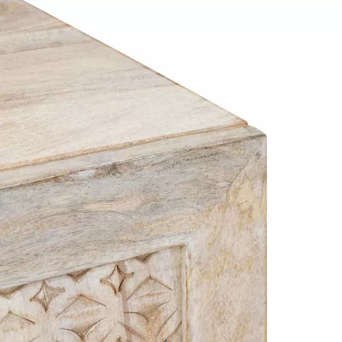  TV szekrény polcokkal Fehér 80 x 33 x 46 cm tömör mangófa