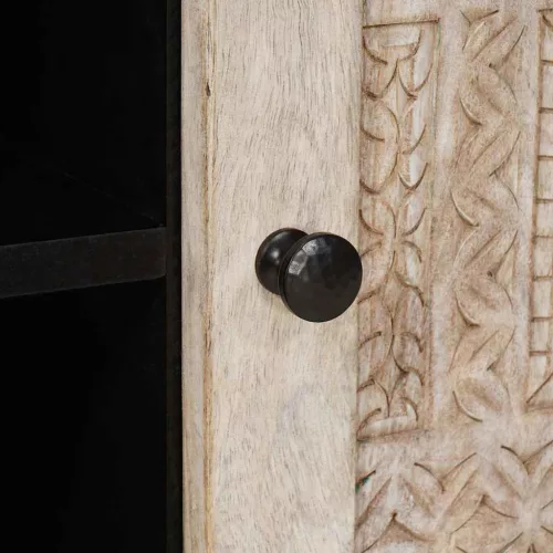  TV szekrény polcokkal Fehér 80 x 33 x 46 cm tömör mangófa