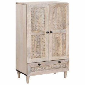    Magasfiú fiókkal polcokkal Fehér 60 x 33 x 100 cm tömör mangófa