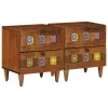  Éjjeliszekrény 2 pcs Barna 40 x 33,5 x 46 cm Tömör Mangófát