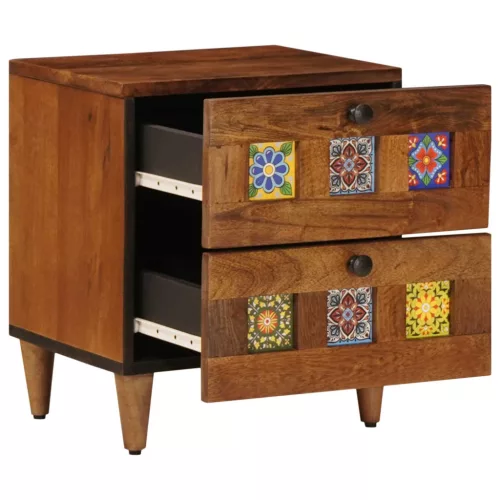  Éjjeliszekrény 2 pcs Barna 40 x 33,5 x 46 cm Tömör Mangófát
